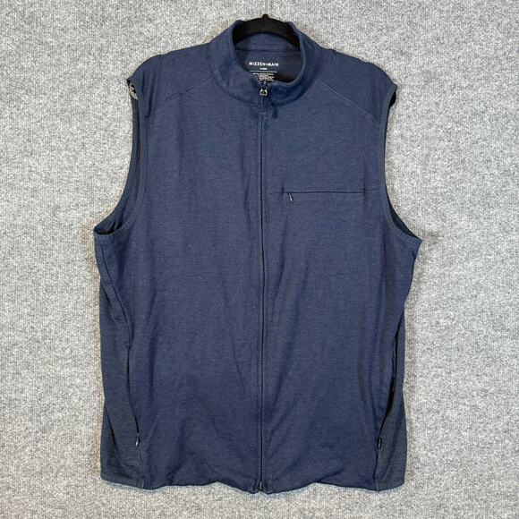 Mizzen+Main Vest Mens XL Blue Performance Stretch Golf Vest Zip Up - Picture 1 of 9
